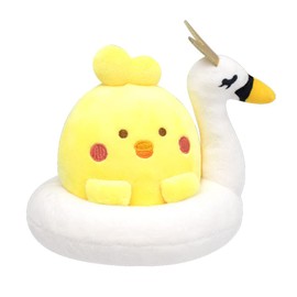 Anirollz Stuffed Animal Plush Toy – 6" Small Floatie Doll |Soft, Squishy, Warm, Cute, Comfort, Safe | Birthday Pillow with Kawaii Chick on Swan Floatie Chickiroll