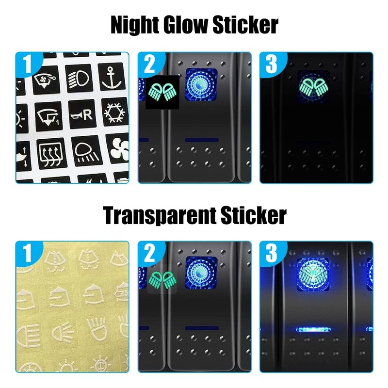 6 PCS Waterproof Rocker Switch Toggle - ON/Off Blue Dual