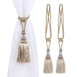 Curtain Tassel Tiebacks,HUOYUSE Tassels Curtain Tiebacks Rope Holdbacks for Home or Office,Set of 2 (Blue)