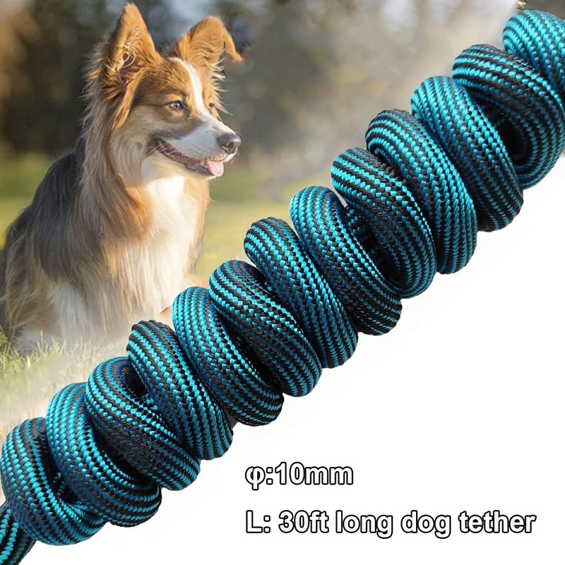BTINESFUL Tie-Out Check Cord Long Rope Dog Leash, 8ft 12ft