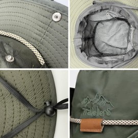 KASESSS Sun Hat Men Hiking Hat Men Outdoor Fishing Hat Men Sun Protection Hat with Chin Strap Fishing Hat Summer Bucket Hat for Beach Travel Golf Hunting Fishing Hiking Green