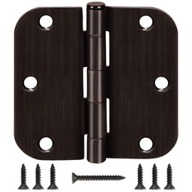 Door Hinge 3 1/2" 12 Pack Rounded Door Hinges Oil Rubbed Bronze 3.5" x 3.5 Inch Hinges for Doors Interior 5/8" Radius Corners Residential Heavy Duty Steel,Reversible Removable Pin Hinge Factory Shop
