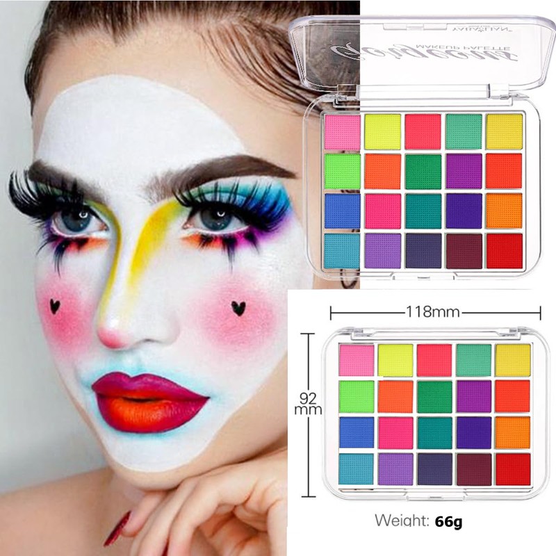 KARLOR Face Paint Palette, 20 Colourful Make-Up Colours, Neon Make-Up,