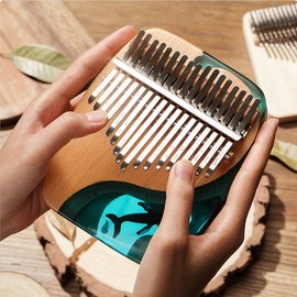 17 Keys Beech Wooden Thumb Finger Piano Mini  Portable Musical Instrument