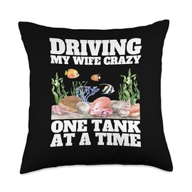 Cute Aquarium Art For Husband Men Fishbowl Fish Tank Lover Throw Pillow