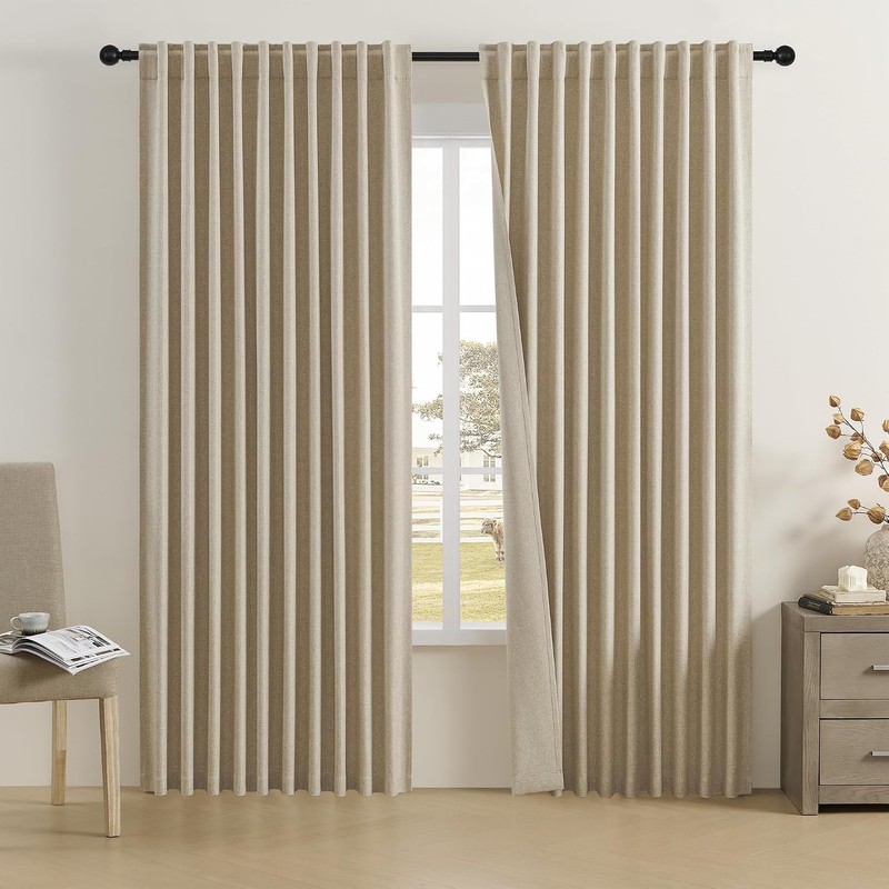 DUALIFE - Cortinas 100 opacas de lino texturizado de 84