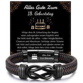 Snyvpra Lederarmband für Jungen - Bedeutungsvolles Geschenk zum 18. Geburtstag, Ideales Geburtstagsgeschenk für Söhne Enkel Neffen, Mit Magnetverschluss und Grußkarte