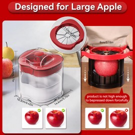 NEW Professional Apple Slicer and Corer 6.42in- Stainless Steel Apple Cutter with 12 Slices, Heavy Duty Design for Large Apples, Thin Slices, Compatible with Pears and Other Fruits（Red）