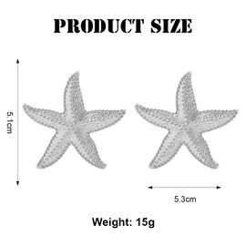FDEETY Women's Alloy Large Starfish Stud Earrings Starfish Drop Earrings Boho Statement Exquisite Maritime Earrings Hypoallergenic Fashion Jewellery for Women and Girls, Zinc