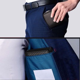 Slim Wallet for Men, Genuine Leather Carbon Fiber Trifold RFID Blocking Pop Up Wallet with Money Clip,Minimalist Front Pocket Credit Card Holder for Men, Black, Carbon Fiber Black