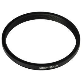 vhbw 58mm to 55mm Step Down Ring Adapter for Camera Lens Filter Adapter Metal Black