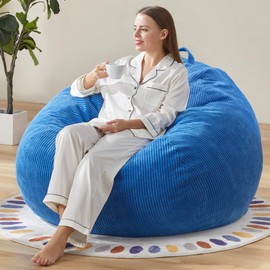 Hobestluk Hobestluk 3.5FT Bean Bag Chair Adult Bean Bag Chair Large Bean Bag Chair with Filler Included Teardrop Bean Bag with Removable Cover for Bedroom Living Room - (Large, Blue)