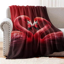 YISUMEI Love Heart Flamingo Blanket Gifts for Lovers Couples – Ultra Soft Plush Throw Blanket for Bed, Couch, Camping - 50"x60"