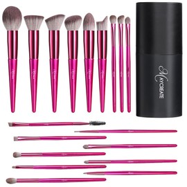 MAYCREATE® Makeup Brush Set 18pcs Premium Synthetic for Foundation Powder/Eye shadows/Concealers/Eyeliner/Blusher/Highlighter/Contour/Nose Contour/Shading/Lipstick Makeup Brushes for Beginners(Red)
