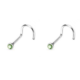 Titanium Nose Piercing Stud, Set of 2 Nose Studs Piercing, 2.0 mm Crystal, Titanium,