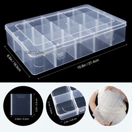 Benbilry Plastic Jewelry Box Organizer Container Storage Box Compartment Organizer with Adjustable Dividers 15 Grids for Beads Jewelry Earring Tool Fishing Hook Small Accessories (15 Grids)