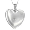 1 inch Sterling Silver Diamond Heart Locket Necklace for Women