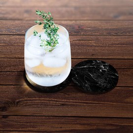 CARIBOU Coasters , Cloudy Black Marble Design Absorbent ROUND Fabric Felt Neoprene Car Coasters for Drinks, 2pcs Set