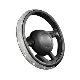 Ziciner - Funda para volante, protector de rueda de automóvil, con cristales brillantes, funda brillante, ajuste universal, volante de 14.5 a 15 pulgadas, decoración de interiores para automóvil