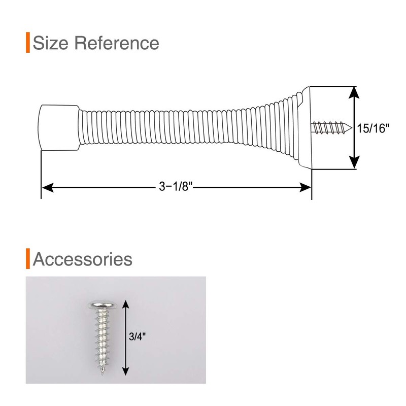 KOVOSCH 10 Pack Spring Door Stopper White - 3-1/4" Flexible