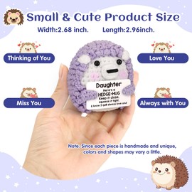 Daughter Gifts from Mom Dad, Mini Funny Crochet Hedgehog for Year Old Little Girl Kid from Mother Father, Best for Birthday, Christmas Stocking Stuffers Easter Graduation, Teen Girls Teenage Gifts