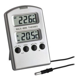 TFA Dostmann Digital Indoor/Outdoor Thermometer - Highest & Lowest - Freezer / Aquarium Monitoring - (L) 67 x (W) 20 (50) x (H) 104mm