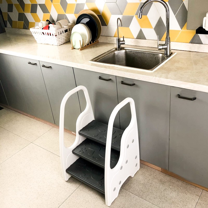 3 Step Stool for Toddler,Kids Three Step Stool for Bathroom