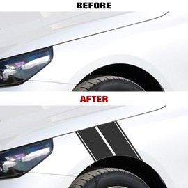 x xotic tech Fender Stripes Hash Marks KK Vinyl Decal Universal for Car Truck Sticker Racing Stripe 11"x23" (Carbon Fiber Pattern)