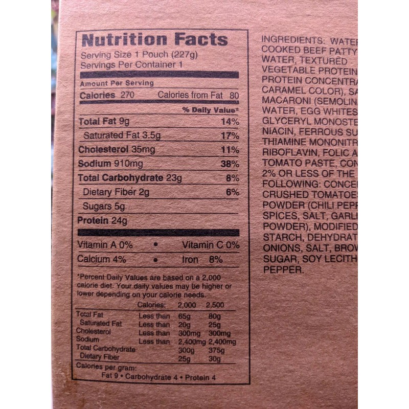 Wornicke Company Vintage MRE Chili and Macaroni (Circa 1999?) Factory