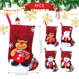 SilverChry Mini Christmas Stockings*4Pcs, Christmas Stockings for Fireplace, Mini Christmas Stockings for Decoration, Fireplace Christmas Stocking
