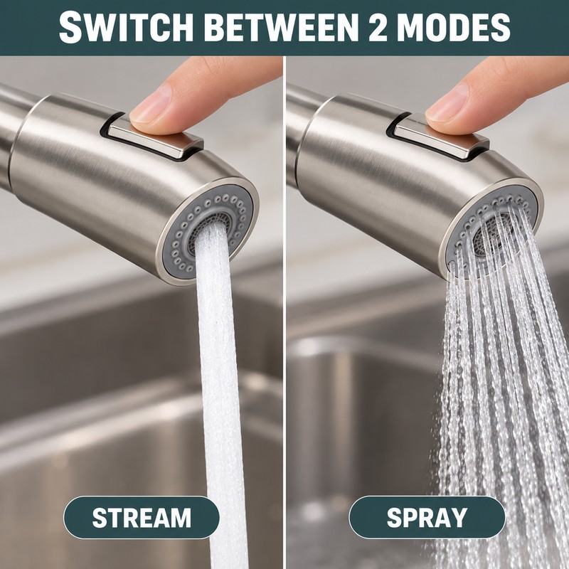 G1/2 Pull-Out Kitchen Faucet Sprayer Head, 2-Mode ABS Replacement Nozzle