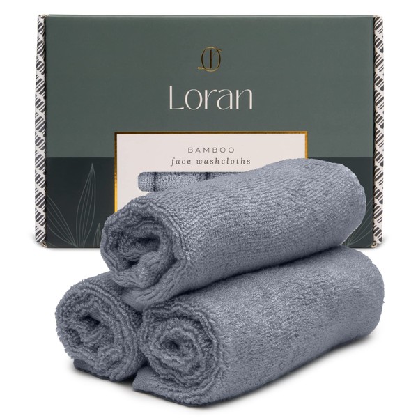 Silver Grey Washcloths Set of 6 Soft Facial Cloths 10”