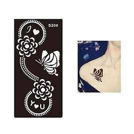 Ivana's Heena Mehandi Tatto Stencil Set for | Hand | Body | Fingure | Face | Heena Art Temporary Tatto for Kids, Girls & Women, Design - NIV-157, Black, M