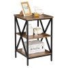 Segawe 24'' End Side Table with Storage Shelf and X-Shaped