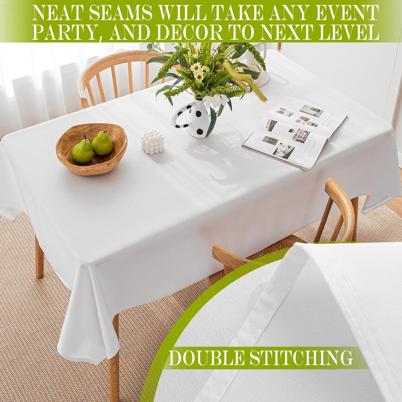 BYDOLL Table Cloth White 60x120 Inch Tablecloth for 6 Foot