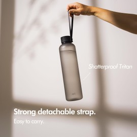 KIVY Tritan Water Bottle 2nd Generation (Ash Black) [Leakproof & Shatterproof] Reusable water bottle no straw - Aesthetic water bottle - Dishwasher safe