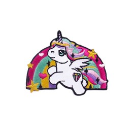 Uijokdef 1 PCS Gay Lesbian Rainbow Applique Cartoon Iron On or Sew On Patches Hat Patches Applique Badge Sticker Patch for All Fabrics Jeans Vest (Pegasus)