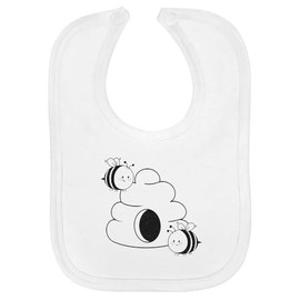 Azeeda 'Cute Bees & Hive' Soft Cotton Baby Bib (BI00063397)