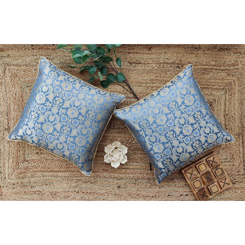 Craftbot Blue Gold Throw Pillow Covers - Pack of 2
