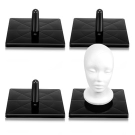 AceOrbit 4 Pcs Square Foam Mannequin Wig Head Stands Non Topple Cosmetology Manikin Wig Head Styling Holder Base for Tabletop Display Style Model Hair Hats Hairpieces Mask Salon and Travel