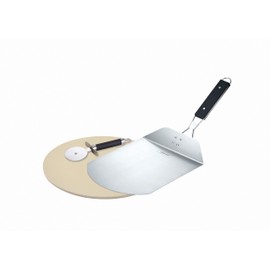 Concord 3 Piece Pizza Stone, Pizza Peel, Pizza Cutter, with Cordierite Heatwell Technology (Pizza set)