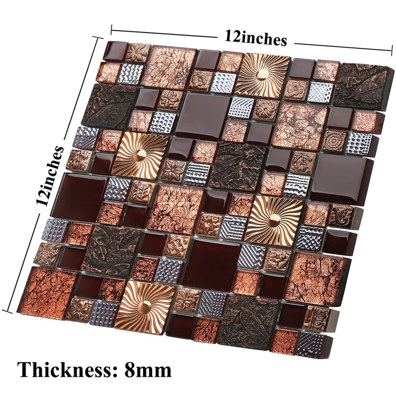 Blujellyfish Red Wine Colors Glass Tile 2'' x 2'' Leaf