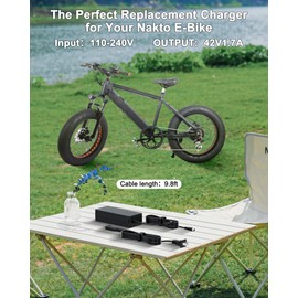 VHBW 42V for Nakto Electric Bike Charger with RCA Plug Compatible with 36V Nakto Camel Fashion Elegance Pony Mini Cruiser eBike and Glion Dolly Electric Scooter