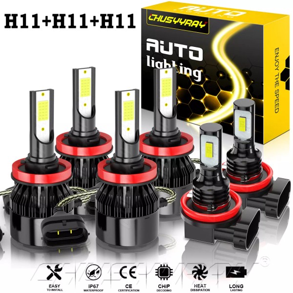 CHUSYYRAY For Toyota Tacoma 2016-2019 -6Pcs Combo H9+H11+H16 LED Headlight