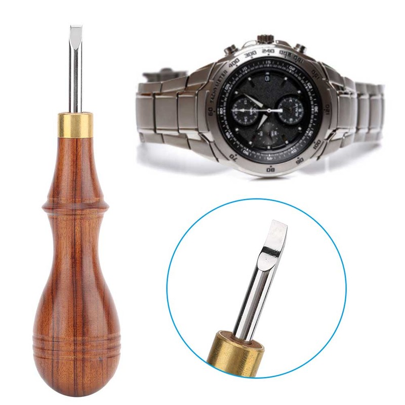 Wooden Handle Steel Watch Pry Watch Repairing Tool Watch Case