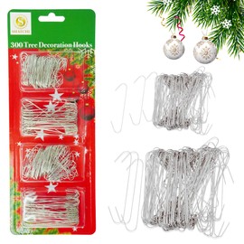 Trimming Shop 300PCS Silver Bauble Hooks for Christmas Tree Decorations - Christmas Tree Ornament Baubles Hangers Metal Hooks for Home Kitchen Party Decorations, Assorted Sizes