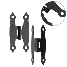 Pack of 10 Antique Decorative Hinges Iron Furniture Hinges Black - Antique Hinges with 40 Screws 65 x 33 mm for Cupboard Doors, Dressing Table, Chests, Boxes, Cans in Vintage Style