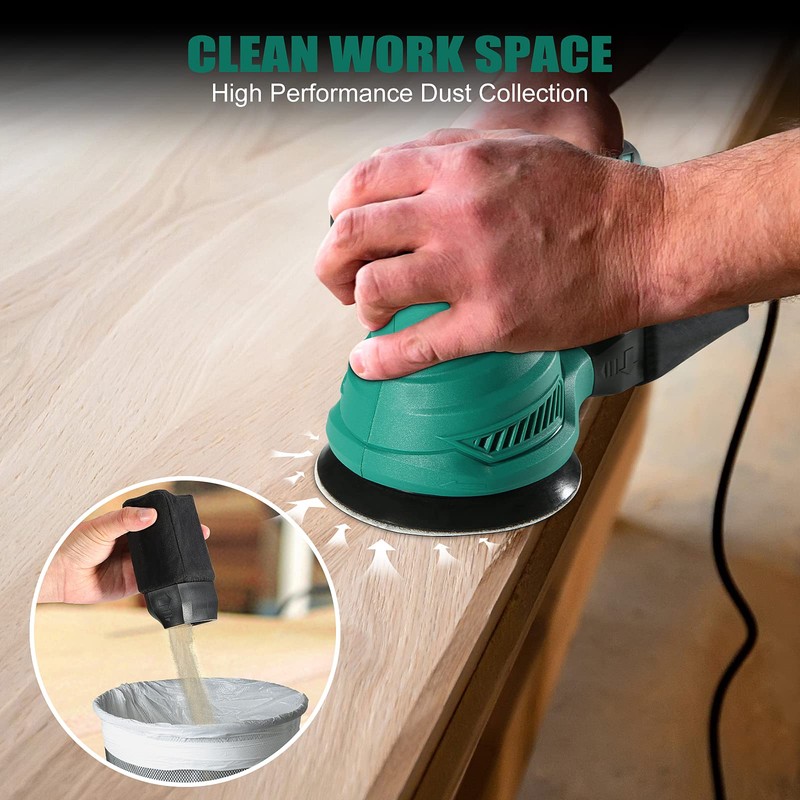 5-Inch Random Orbital Sander, HYCHIKA 13000RPM Electric Orbital Sander with