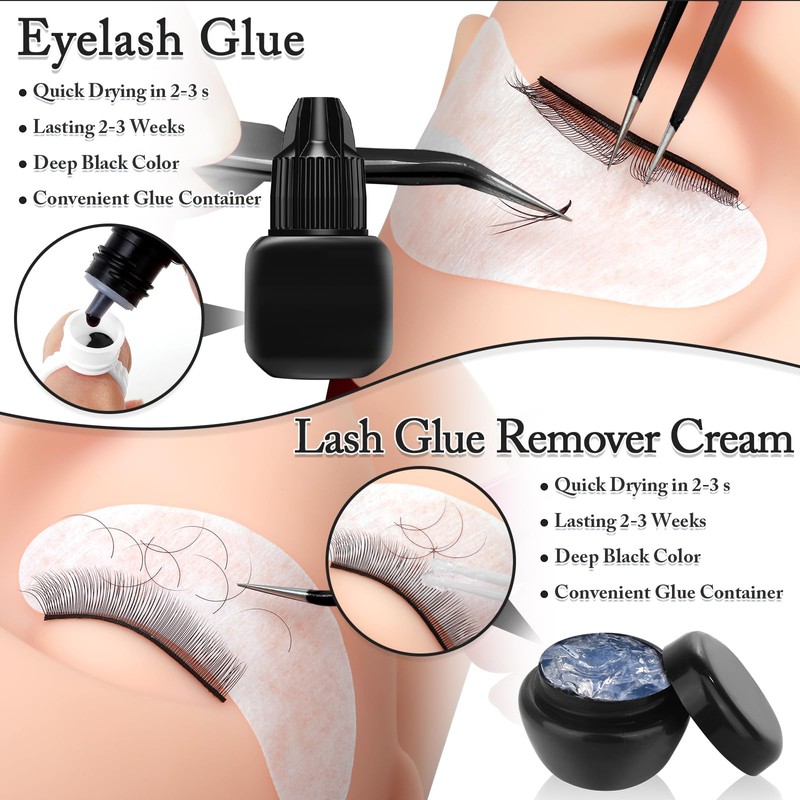 404 Pcs Professional Lash Extension Supplies Kit with Lash Clusters,Lash