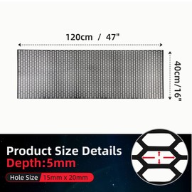 AggAuto 47"x16" ABS Plastic Universal Car Grill Mesh, Automotive Grille Insert Bumper Honeycomb Hole 15x20mm Grids Black